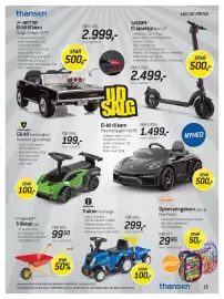 Thansen tilbudsavis Side 15: El-bil til børn Porsche Spyder 218 RS €1.499,00, El-løbehjul Maxi 10 €2.499,00