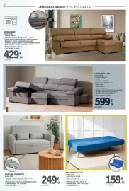 Catálogo E.Leclerc Página 10: Chaiselonce caana €599,00, Sofá cama clic-clac €159,00