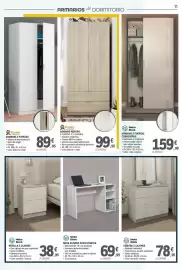 Catálogo E.Leclerc Página 11: Meka block - mesa estudio con estantes €69,95, Fores - armario 2 puertas €89,95