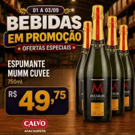 Folheto Calvo Atacadista Página 3: Espumante Mumm Cuvee €49,75