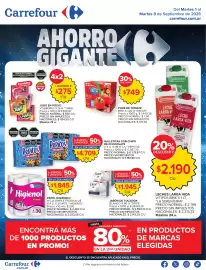 Catálogo Carrefour semana 36 Página 1: Higienol papel higiénico €1.845,00, Arcor puré de tomate €749,00