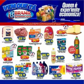 Encarte Bramil Supermercados Página 1: Fralda turma da mônica baby giga €47,90, Papel higiênico noble f. dupla €12,98