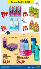 Lidl gazetka Strona 47: Mus owocowy jabłko brzoskwinia Kubuś €3,49, Napój Waterrr malinowy 3-pak Kubuś €3,99