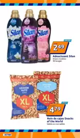 Catalogue Action semaine 36 page 19: Snacks of the World Noix de cajou €4,79, Silan Adoucissant €2,49