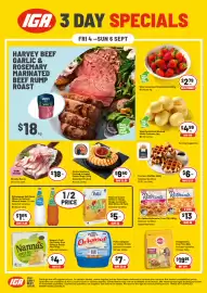 IGA catalogue Page 1: Global Seafoods Cooked & Peeled Prawn Rings €9,50, Toscano Waffles Selected Varieties €6,00