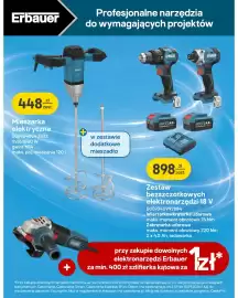 Castorama gazetka Strona 10: Zestaw elektronarzędzi bezszczotkowych Erbauer €898,00, Mieszarka elektryczna Erbauer €448,00