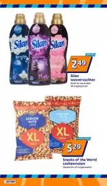 Action folder week 36 Pagina 19: Silan wasverzachter €2,49, Snacks of the World cashewnoten €5,29