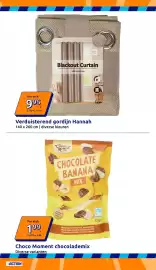 Action folder week 36 Pagina 31: Verduisterend gordijn Hannah €9,95, Choco Moment chocolademix €1,99