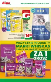 Dino gazetka tydzień 36 Strona 7: Żwirek dla kota bentonitowy FricoCat Solid €14,89, Przysmak dla kota Dreamies €4,99