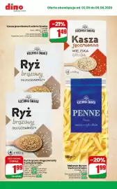Dino gazetka tydzień 36 Strona 9: Kasza jęczmienna Kuchnia Smaku €1,49, Ryż brązowy długoziarnisty Kuchnia Smaku €1,99