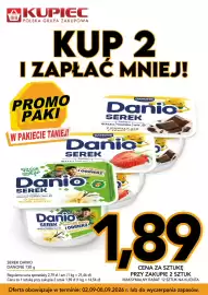 Kupiec gazetka tydzień 36 Strona 1: Serek Danio Danone truskawkowy €1,89