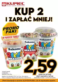 Kupiec gazetka tydzień 36 Strona 2: Jogurt Bakuś z posypką ze strzelającymi cukierkami Bakoma €2,59