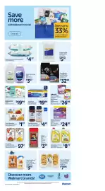 Walmart flyer week 36 Page 10: Great Value bathroom tissue €19,94, Parent's Choice fragrance-free wipes €19,94