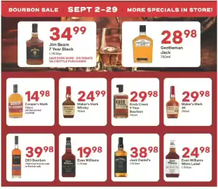 Coborn's weekly ad week 36 Page 2: 2xo bourbon €39,98, Jack Daniel's whiskey €38,98
