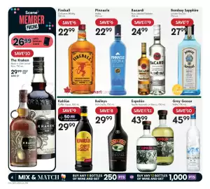 Sobeys Liquor flyer Page 6: Kahlúa coffee liquor €29,99, Baileys Irish Cream €29,99