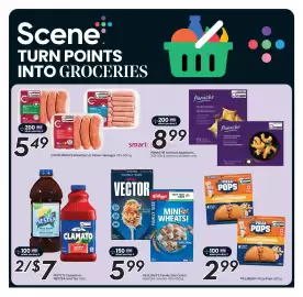 Sobeys flyer week 36 Page 3: Pillsbury pizza pops €2,99, Mott's Clamato or Nestea Iced Tea €3,50