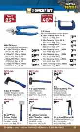 Princess Auto flyer Page 26: Norpro 16 oz Claw Hammer €7,99, Foreman 4 lb Club Hammer €14,99