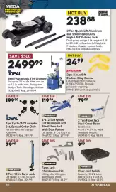 Princess Auto flyer Page 35: Ideal semi-automatic tire changer €2.499,99, Powerfist 2 Ton Floor Jack Steel Cross Beam €79,99
