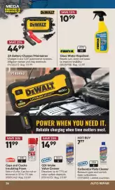 Princess Auto flyer Page 39: Rainx glass water repellent €10,99, DeWalt 2A Battery Charger/Maintainer €44,99