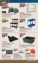 Princess Auto flyer Page 45: Workbench with Light €139,99, Storageworks ceiling-mount storage platform €79,99