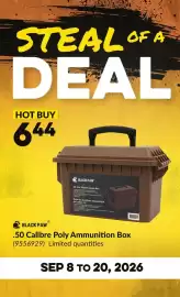 Princess Auto flyer Page 61: Black Paw .50 Calibre Poly Ammunition Box €644,00
