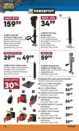 Princess Auto flyer Page 62: A-frame trailer jack €34,99, Owerfist Hex Jacks and Accessories €59,99