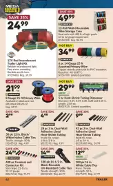 Princess Auto flyer Page 66: Powerfist assorted primary wire €34,99, Grip 5 pc Heat-Shrink Tubing Dispenser €29,99