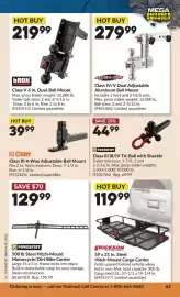Princess Auto flyer Page 67: Erickson hitch-mount cargo carrier €119,99, BROK class v 6 in. dual-ball mount €219,99