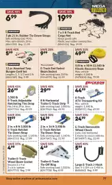 Princess Auto flyer Page 81: Snap-loc E-track end swivel beam socket €9,99, Powerfist 21 in. Rubber Tie-Down Straps €6,99