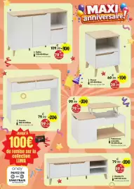 Catalogue Maxi Bazar page 2: Table basse relevable €79,99, Buffet €79,99