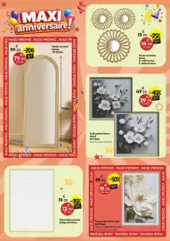Catalogue Maxi Bazar page 8: Helois Miroir sur pied €79,99, Chloé Toile peinte fleurs €29,99