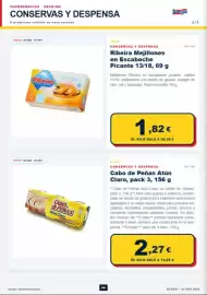 Folleto Sangüi Página 4: Claro - cabo de peñas atun €2,27, Ribera - mejillones en escabeche picante €1,82