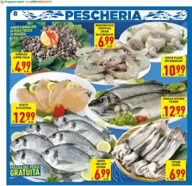 Volantino Iper Triscount Pagina 8: Vongole Lupini Italia €4,99, Seppie pulite decongelate €10,99