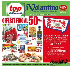 Volantino Top Supermercati Pagina 1: Saiwa Oro Biscotti Classico €2,79, Rotoloni igienica Regina €2,39