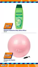 Action leták týden 36 Strana 12: Šampon Palmolive Silky Shine Effect €34,90, Fitness míč Kaytan €109,90