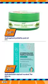 Action leták týden 36 Strana 30: Hydrogelové polštářky pod oči €54,90, The Skin Dr. hydrokoloidní náplasti na akné €2.190,00