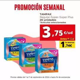 Folleto Supermercados Tu Alteza semana 36 Página 5: Tampax - requial super super plus 20 unidades €3,75