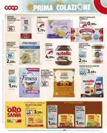 Volantino Coop Pagina 8: Muffin Nutella Ferrero €3,49, Biscotto integrale fibrattiva Oro Saiwa €1,65