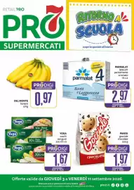 Volantino PRO7 Supermercati Pagina 1: Yoga succhi vari gusti €1,67, Gocciole chocolate €1,97