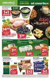 Stokrotka gazetka tydzień 36 Strona 1: Kurczak Gotowany Premium Duda €3,69, Kawa Mielona Jacobs Krönung €27,99