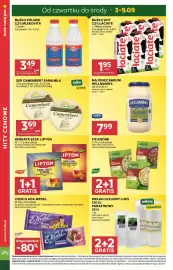 Stokrotka gazetka tydzień 36 Strona 6: Mleko UHT 3,2% Łaciate €1,95, Ser Camembert Farm Milk €3,69