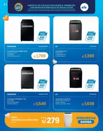 Catálogo Tiendas EFE Página 8: Samsung lavadora ai ecobubble 19kg €1.799,00, LG lavadora 16 kg €1.399,00