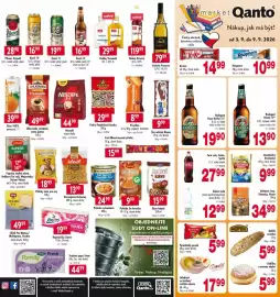 Qanto leták týden 36 Strana 1: Strážnické brambůrky €9,99, Radegast Ryze Hořká 12° €1.990,00