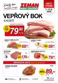 ZEMAN leták týden 37 Strana 1: Kýty uzené maso s kostí €79,90, Kuřecí čtvrky chlazené €59,90