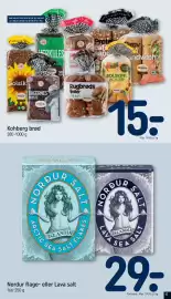 REMA 1000 tilbudsavis uge 37 Side 17: Kohberg brød €15,00, Nordur flage- eller Lava salt €29,00