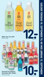 REMA 1000 tilbudsavis uge 37 Side 29: Nåbe aloe vera-drik €12,00, Smirnoff Ice, Breezer, Somersby eller Shaker €10,00