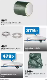 Biltema reklamblad Sida 14: Presenningstejp 100 mm x 5 m €59,90, Öljetter till kapellvred €49,90