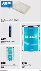 Biltema reklamblad Sida 26: Glasfibermatta €89,90, Marinsilikon vit €64,90