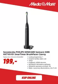Media Markt gazetka Strona 3: Szczoteczka Philips Sonicare Sonicare 5300 HX7101/01 SmarTimer BrushPacer czarny €199,00