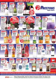 Prestons catalogue Page 1: Smirnoff 1818 Vodka €199,99, Jägermeister Herbal Liqueur €309,99